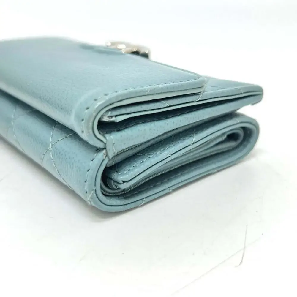 CHANEL Blue Leather Logo Wallet